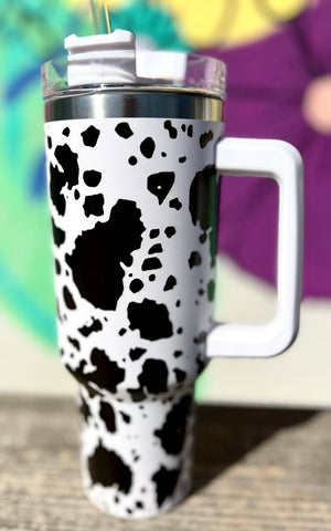 Animal Print 40oz Tumblers: Black Cow