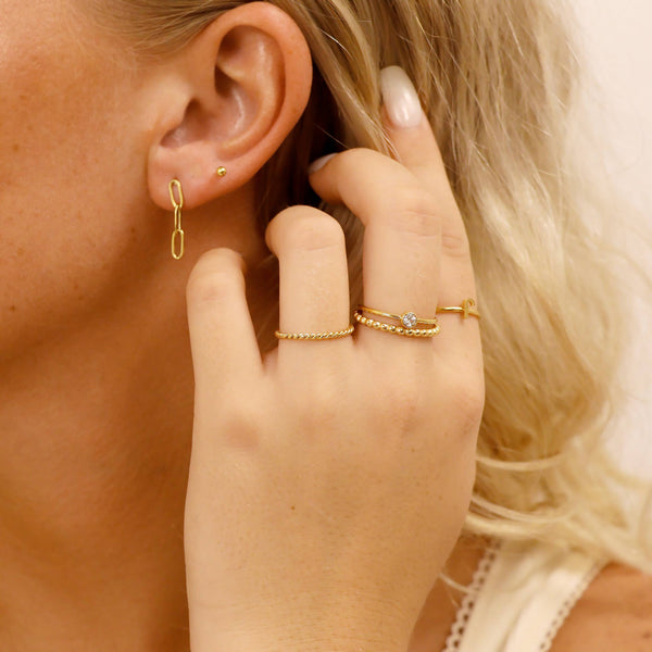 Stainless Steel Braided Stacking Ring - Hypoallergenic: Gold / 9