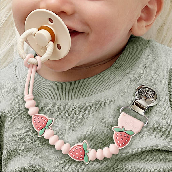 Itzy Paci Strap Plus™: Pink Bows