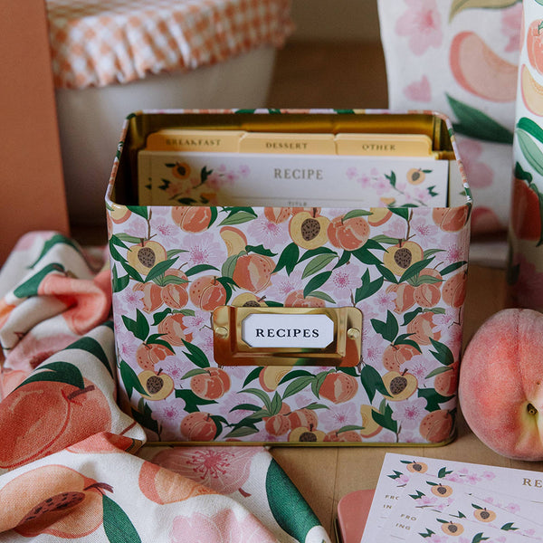 Peach Blossom Tin Recipe Box - Lulu Bella Boutique