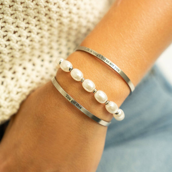 18K Gold PVD You Got This Engraved Bangle Bracelet: Gold