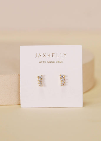 Mini Crawler - White CZ - Gold Earrings