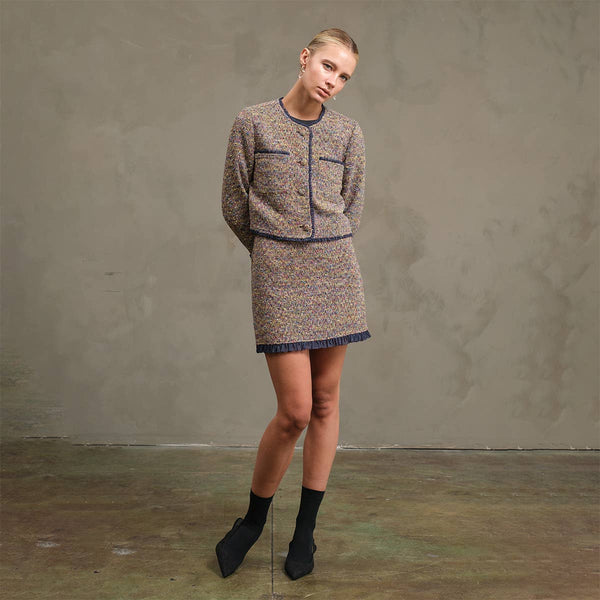 Tweed Jacket With Organza Trim: MULTI