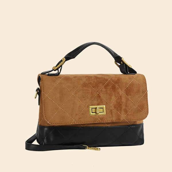 Leather Quilt Flap Satchel: BR