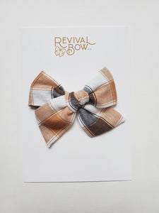 Large Fabric Bow on Clip • Autumn Plaid