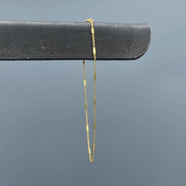 Dainty Silver Bar Link Anklet: Sterling Silver - Lulu Bella Boutique