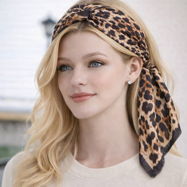 LEOPARD PRINT SQUARE SCARF, WLQS 148: CAM - Lulu Bella Boutique
