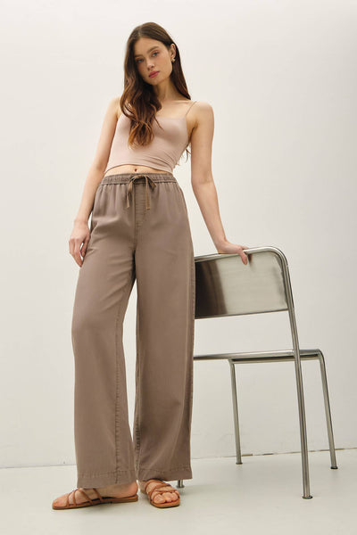 TENCEL WIDE LEG PANTS: MOCHA - Lulu Bella Boutique