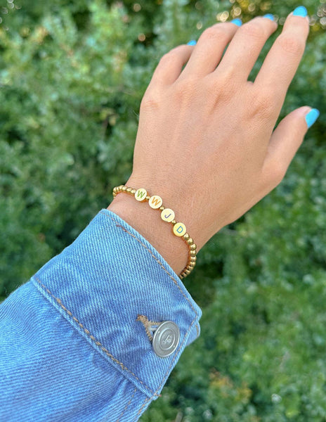 Gold WWJD Letter Bracelet: Small