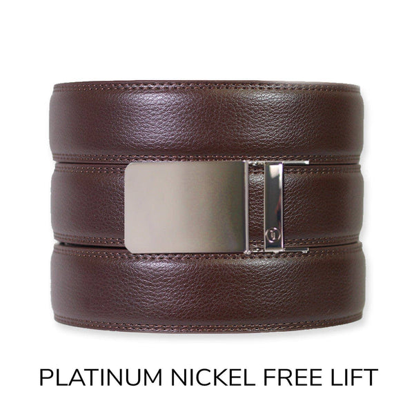 Espresso Leather Rachet Belt & Buckle Set: Traditional Gold - Lulu Bella Boutique