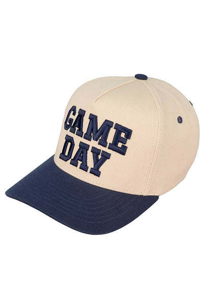 C.C GAME DAY Embroidered Cotton Baseball Cap: Navy - Lulu Bella Boutique