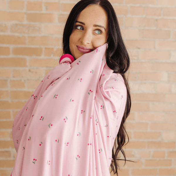 Cherry Swaddle Blanket: Adult (57" x 72") - Lulu Bella Boutique