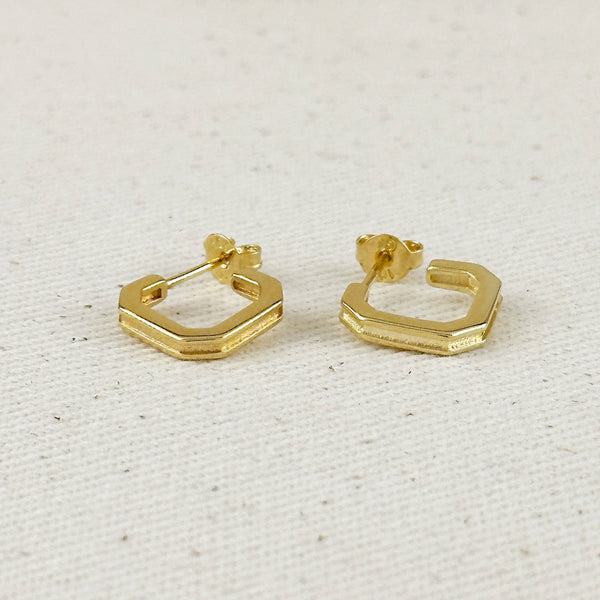 18k Gold Filled Square C-Hoop Earrings: 17mm - Lulu Bella Boutique