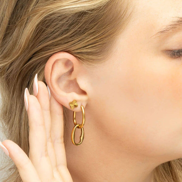 14K Gold Filled PLUS™ Interlocked Oval Pendant Earrings: Gold