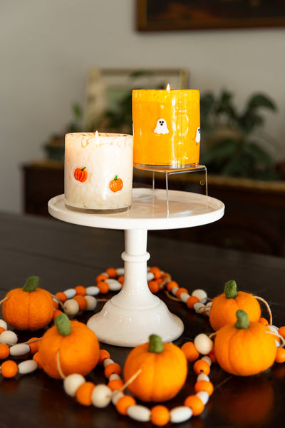 Candy Corn Ghost 12oz Icon Confetti Halloween Candle - Lulu Bella Boutique