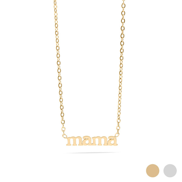 18K Gold PVD Stainless Steel Mama Charm Necklace: Stainless