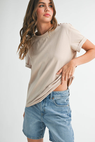 8314DN Mali Baby Tee Short Sleeve Top 1: Oat / Contemporary / L - Lulu Bella Boutique