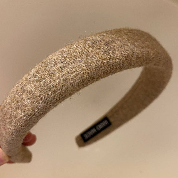 SOLID COLOR WOOL HEADBAND HAIRPIN HEADDRESS_CWAHA4027: COFFEE / (OS) 1 - Lulu Bella Boutique