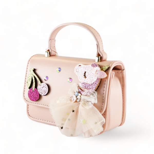 B1302 Unicorn & Cherry Applique Purse (6 Colors): Fuchsia