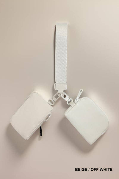 Dual Pouch Wristlet Keychain Wallet: PURPLE/LAVENDER
