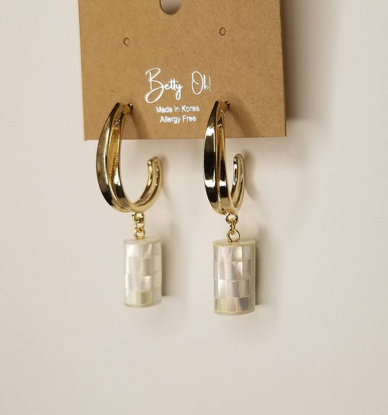 Sea Shell Mosaic Charm Hoop: White