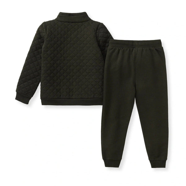 Quilted Organic Cotton Top & Pants Set - Shadow