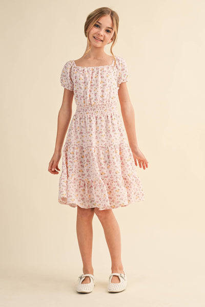 TWEEN KIDS GIRLS PEASANT PUFF SLV SMOCKED WAIST (7-12) : 7 - Lulu Bella Boutique
