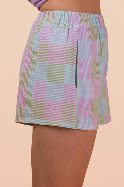 NP70735-Striped & Checker Boxer Shorts: PINK MIX / S-M-L/2-2-2 - Lulu Bella Boutique