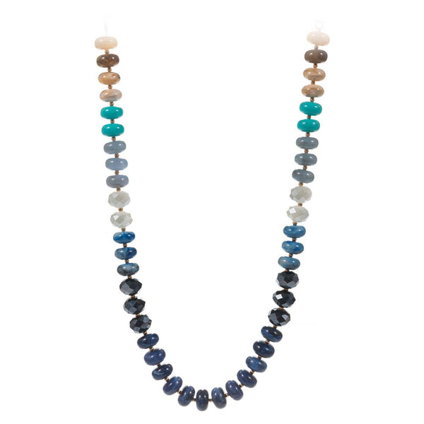 Gradient Multi Beaded Necklace: Blue - Lulu Bella Boutique