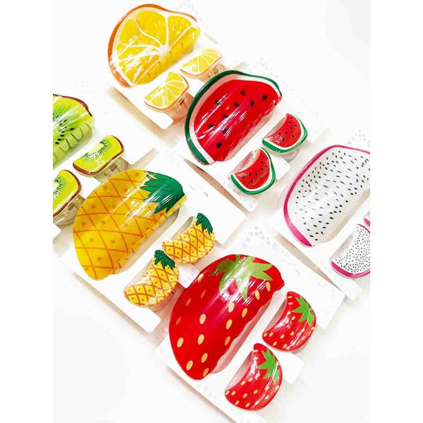 Fruit Theme Hair Trio Claw Set: MIX COLOR / ONE(12) - Lulu Bella Boutique