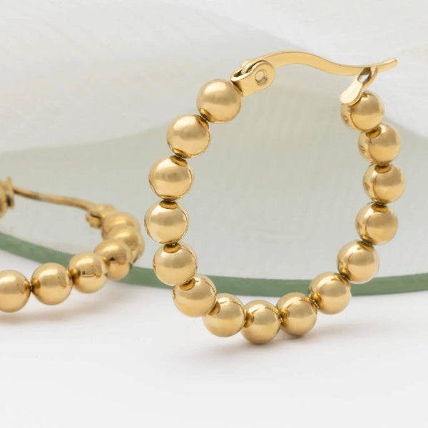 14K Gold Filled PLUS Circle Ball Hoop Earrings: Gold