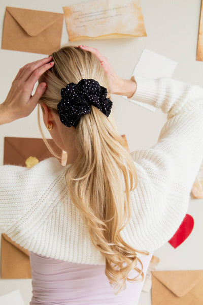 Black Polka Dot Jumbo Scrunchie