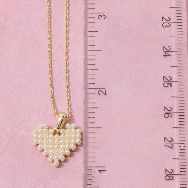 Mini Acrylic Pearls Heart Pendant Necklace: GCM - Lulu Bella Boutique