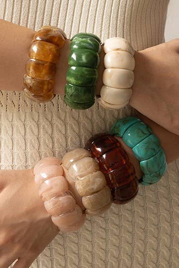 Color-Block Acrylic Stretch Cord Bracelet: Green
