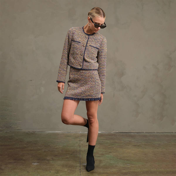 Tweed Jacket With Organza Trim: MULTI