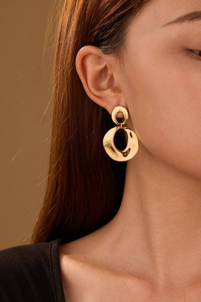 18K Stainless Steel Tarnish Free Drop Earrings | 40E497: GOLD - Lulu Bella Boutique