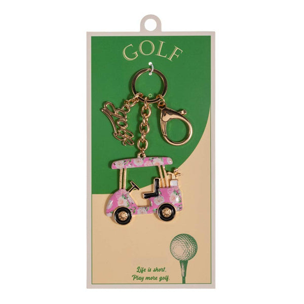 Golf Cart Charm Drop Keychain Bag Charm: Pink - Lulu Bella Boutique