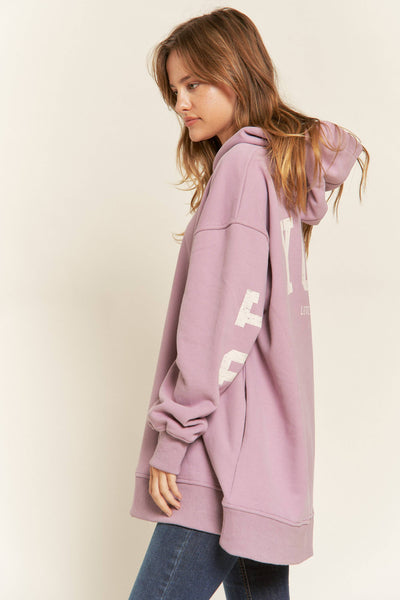 BE YOURSELF HOODIE SWEATER - JJT6145: Lavender / S/M - Lulu Bella Boutique