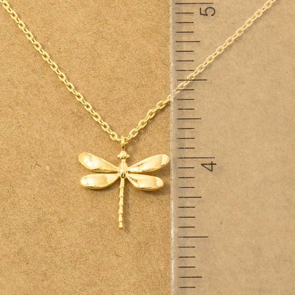 Gold Dipped Dragonfly Pendant Necklace: G - Lulu Bella Boutique