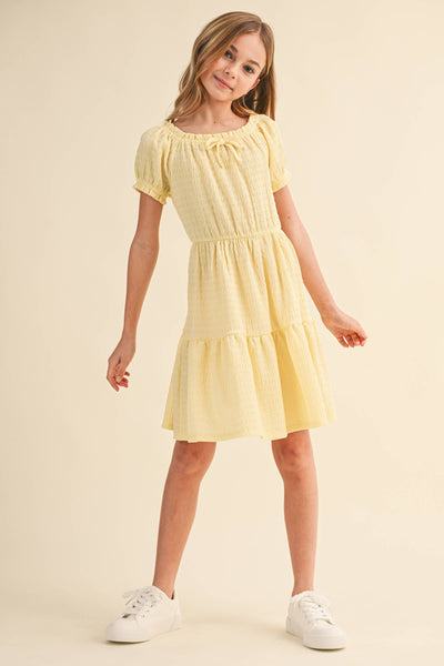 TWEEN KIDS GIRLS PUFF SLEEVE TIERED DRESS (7-14): 7 - Lulu Bella Boutique