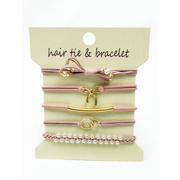 Boho Inspired BOW Theme Hair Tie Bracelets: DUSTY PINK / ONE(6) - Lulu Bella Boutique