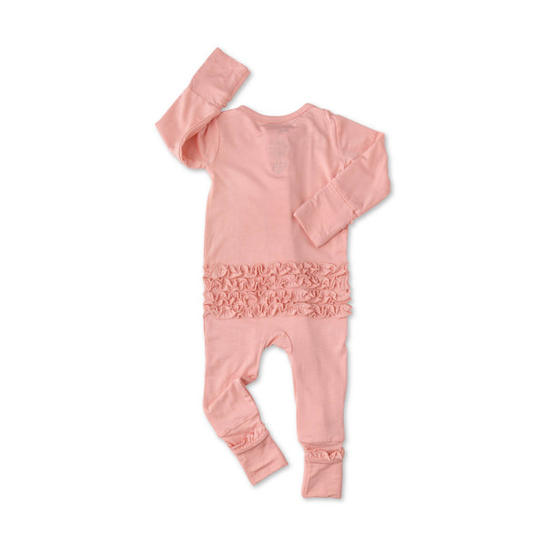 Bamboo Baby Pajama Sleepies Little Baby Ruffle Zip Olivia Pink: 0-3m