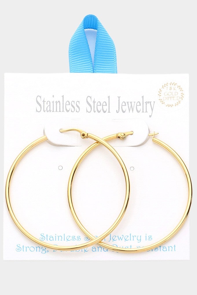 18K Gold 2 In Metal Hoops