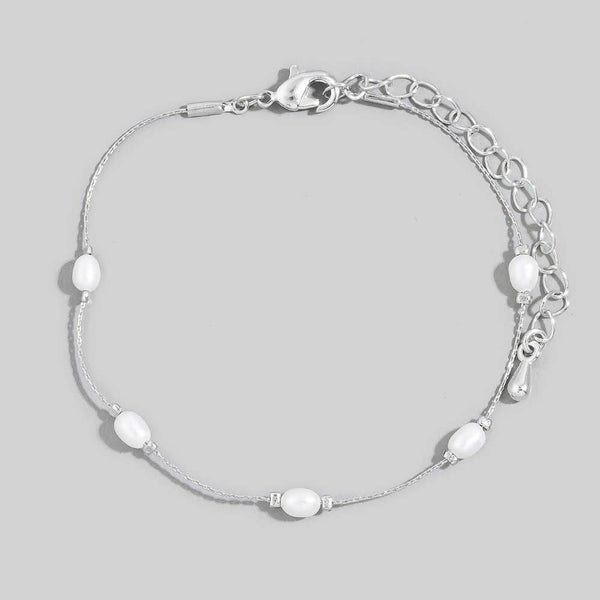 Dainty Chain Pearl Bead Bracelet: G - Lulu Bella Boutique