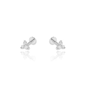 Triangle Screw Flat Back Cartilage Earrings: Silver