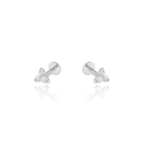 Triangle Screw Flat Back Cartilage Earrings: Silver