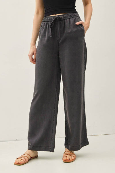 TENCEL WIDE LEG PANTS: Charcoal / S - Lulu Bella Boutique