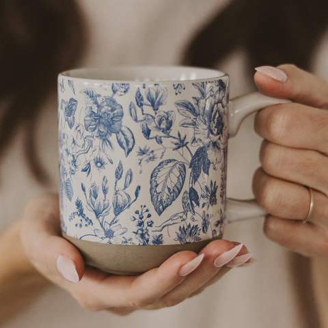 Blue Delft Stoneware Coffee Mug - Spring Home Decor - Lulu Bella Boutique