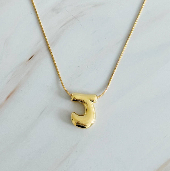 Balloon Letter Initial Necklace: Yellow Gold / G