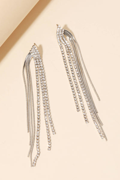 Rhinestone Rope Chain Fringe Earrings: G